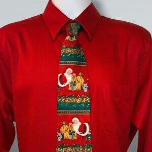 Geoffrey Beene Men’s Red Dress Shirt L 16.5/34-35 Wrinkle-Free Holiday Button-Up